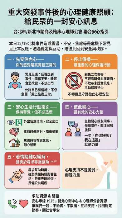 【學生輔導中心】重大事件發生心理健康照顧資訊圖片